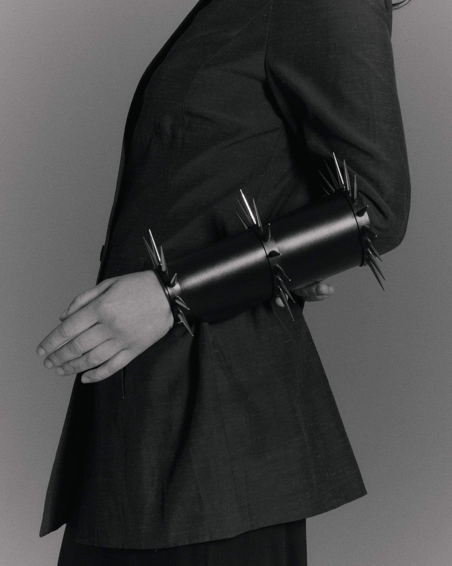     Handmade vegan PVC spiked armband in black by Klets
