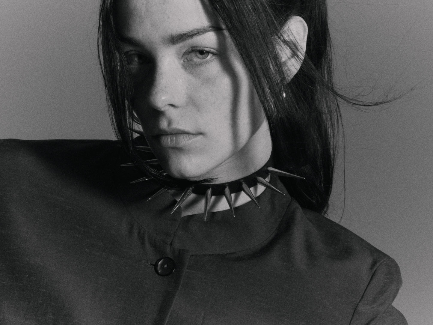     Cuddle Defence Choker featuring polished nickel-plated spikes and vegan PVC